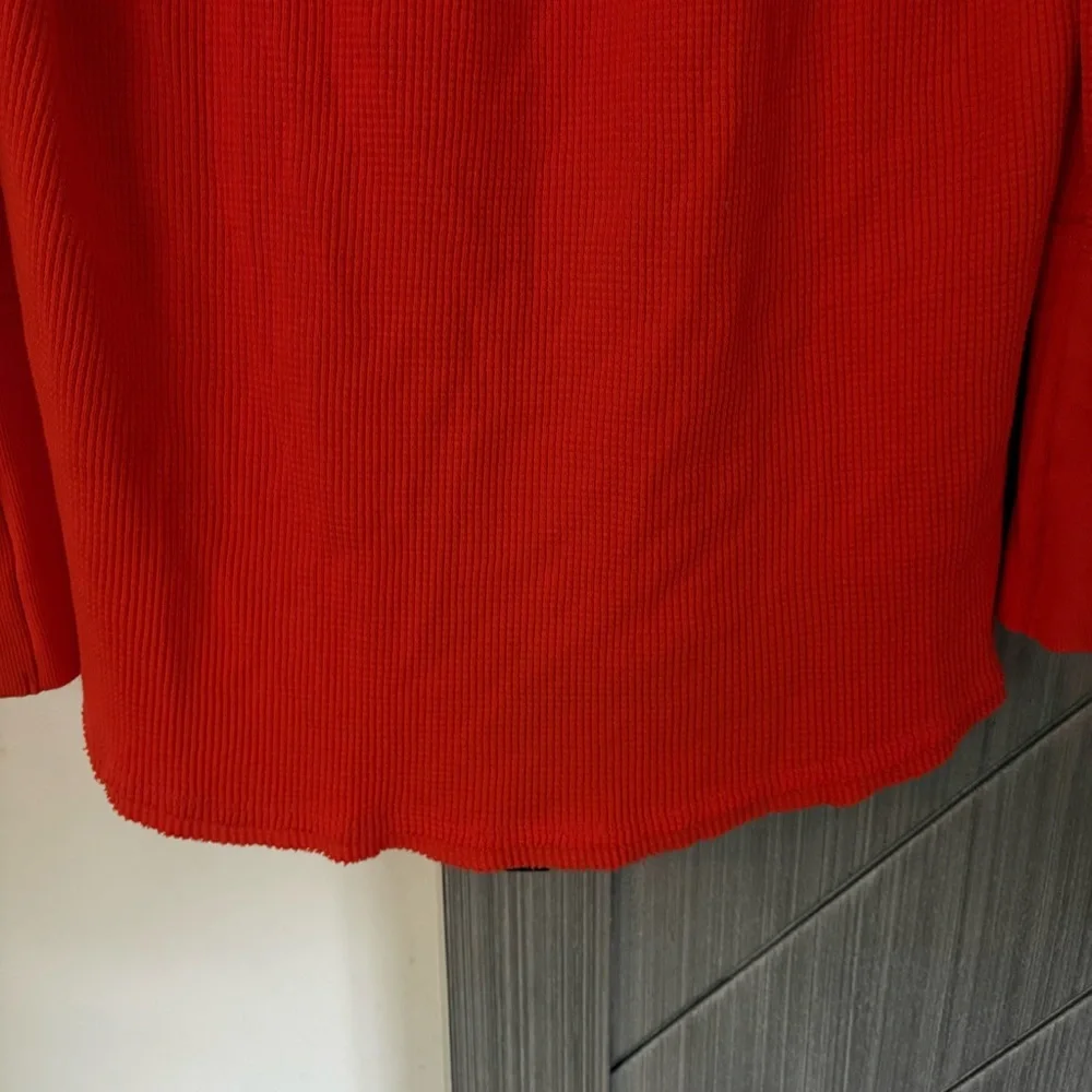 We The Free Snowy Thermal Tunic Top Oversized Boat Neck Waffle Orange Size Small